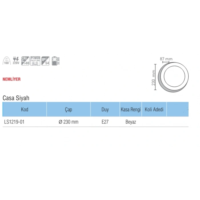 LUSTER 18W S.Ü. CASA KAFESLİ LED ARMATÜR SİYAH KASA 6500K