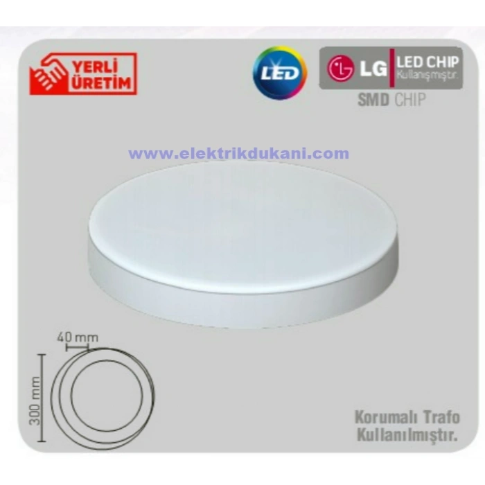 LUSTER 18W S.Ü. DOLUNAY LED ARMATÜR BEYAZ KASA 6500K