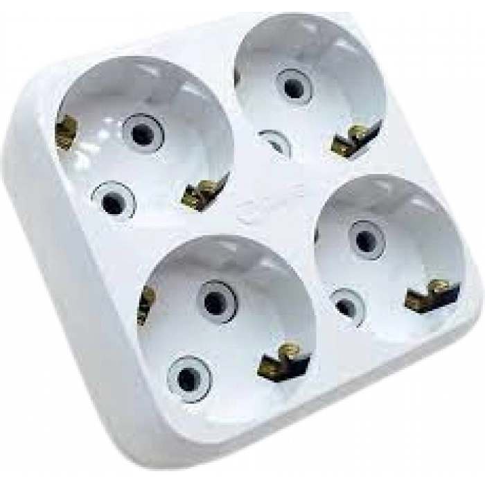 MAKEL 4LÜ TOPRAKLI GOLYAT GRUP PRİZ BEYAZ