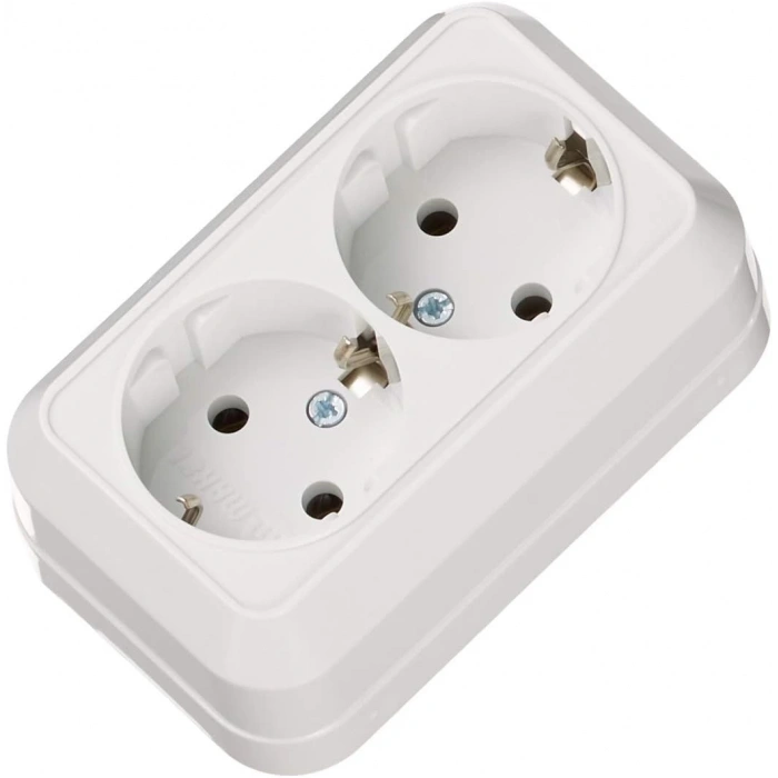 MAKEL Sıva Üstü İkili Topraklı Priz Beyaz 220v IP20