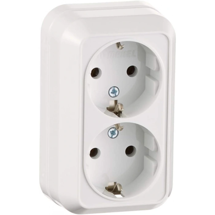 MAKEL Sıva Üstü İkili Topraklı Priz Beyaz 220v IP20