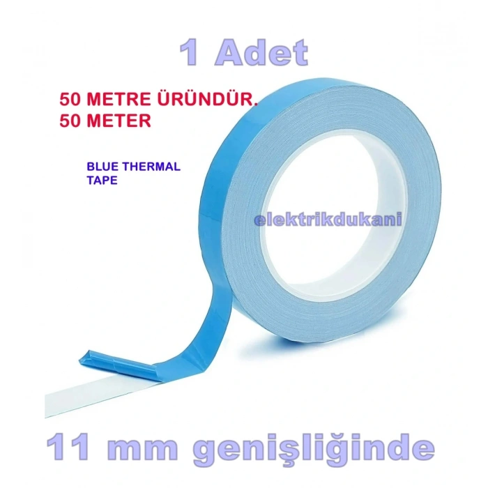 Mavi İletken Termal Tv Backlight 11mm Yüksek Yapışkanlı Çift Taraflı Bant 11mm x 50metre (Alüminyum Led Bar ve Ürünler İçin İdeal)
