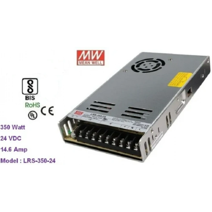 MEANWELL 24V 14,6A ADAPTÖR METAL DELİKLİ KASA FANLI 350W IP20