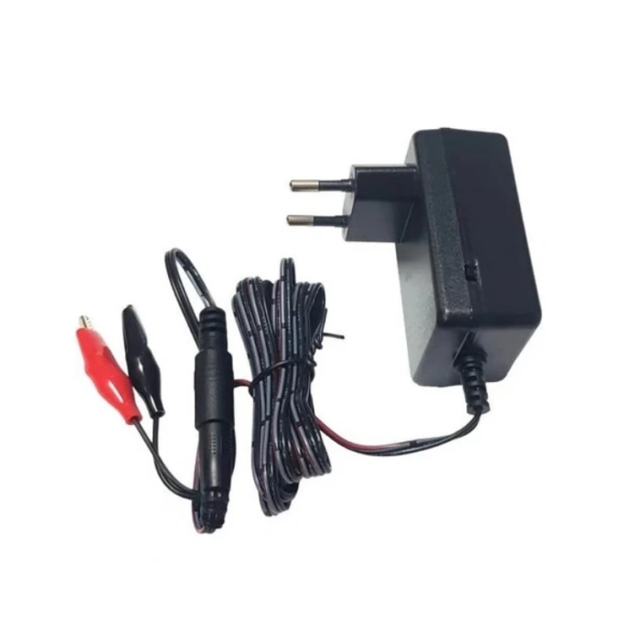 MERVESAN 6v / 12v 1A Akü Şarj Adaptörü 5.5x2.5mm Jaklı + Maşa Kıskaçlı (6 Volt 12 Volt 1 Amper 1000mA)