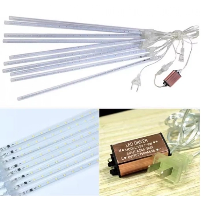 Meteor Süsleme Ledi 3,5 mt 8 Çubuk Beyaz Işık 6500 K