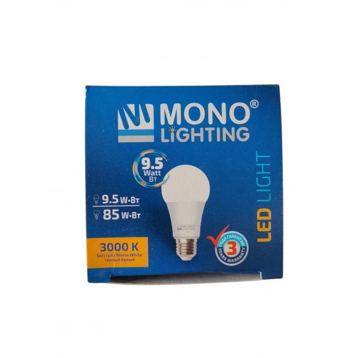 MONO 9.5W LED AMPUL E-27 DUYLU GÜNIŞIĞI 3000K