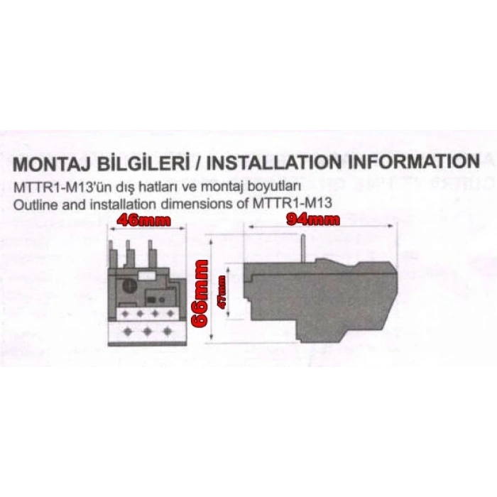 MUTLUSAN 1.6~2.5A Termik Röle  (2.5 Amper Motor Koruma Termiği)