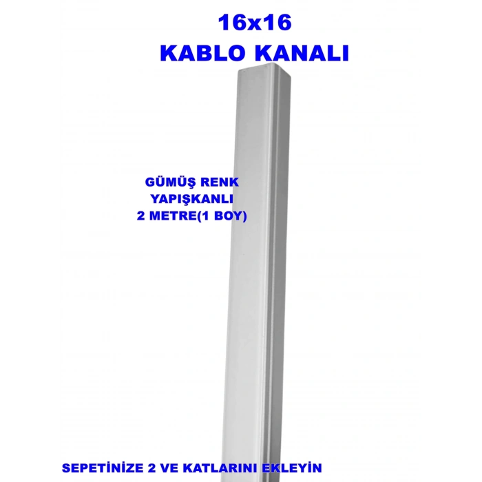 MUTLUSAN 16x16 GÜMÜŞ Yapışkanlı Kablo Kanalı Sidem A.B.S.