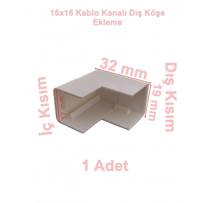 MUTLUSAN 16x16 Kablo Kanalı DIŞ Köşe Plastik Beyaz