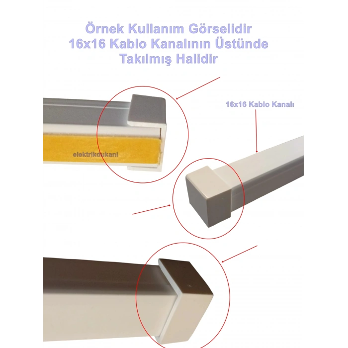 MUTLUSAN 16x16 Kablo Kanalı Uç Tapa Sonlandırma Kapağı Plastik Beyaz