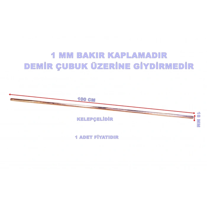 MUTLUSAN 18mm 1metre Bakır Boru Giydirme Kaplamalı Demir Topraklama Çubuğu