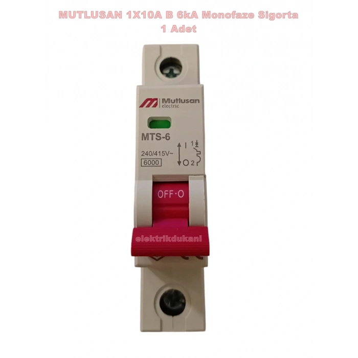 MUTLUSAN 1x10A B 6kA W-Otomat Sigorta Monofaze Tek Fazlı W Otomat Sigorta
