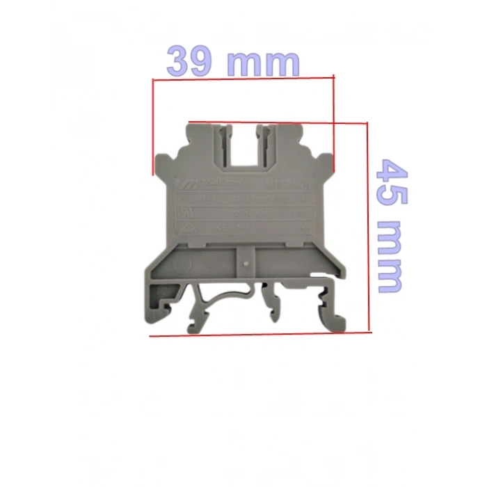 MUTLUSAN 2.5mm GRİ Ray Klemens Vidalı Tip 1000v 24A MTS2.5UN