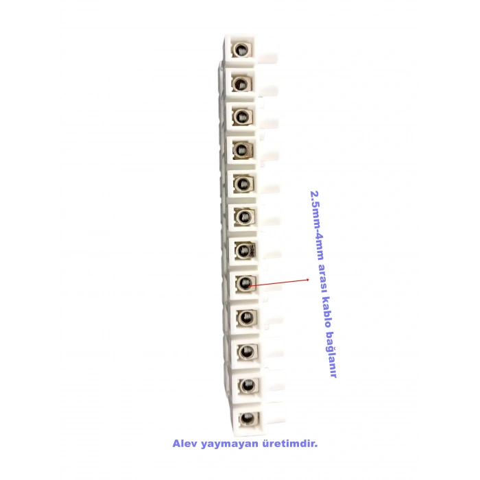 MUTLUSAN 2.5-4mm 12li Geçmeli Plastik Sıra Klemens Beyaz 850?C Alev Yaymayan H.F.