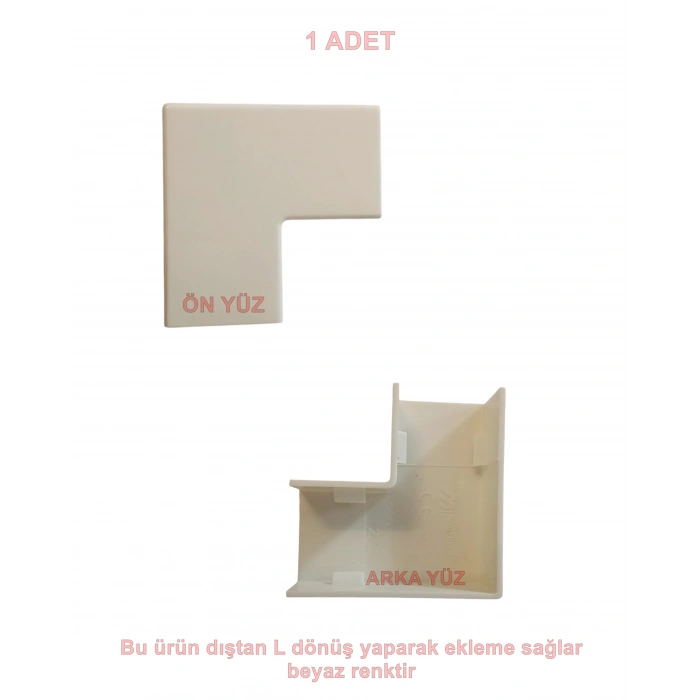 MUTLUSAN 25x16 Kablo Kanalı 90 L Köşe Dönüş Ek Parçası Plastik Beyaz