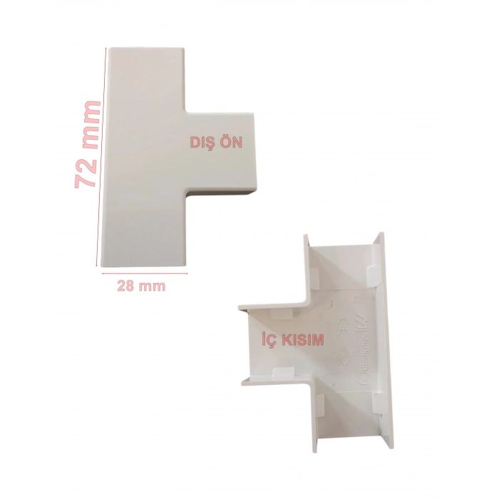 MUTLUSAN 25x16 Kablo Kanalı T Köşe Ek Parçası Plastik Beyaz
