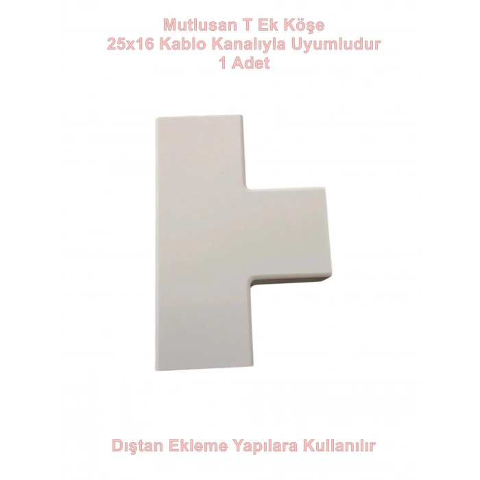 MUTLUSAN 25x16 Kablo Kanalı T Köşe Ek Parçası Plastik Beyaz
