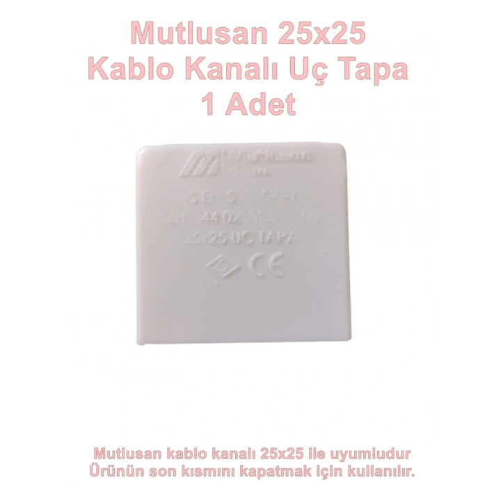 MUTLUSAN 25x25 Kablo Kanalı Uç Tapa Sonlandırma Kapağı Plastik Beyaz