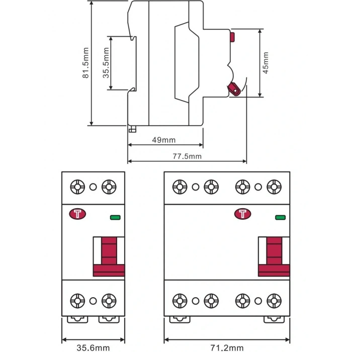 MUTLUSAN 2x40A 30mA AC Tip 1 Faz Monofaze Kaçak Koruma Rolesi