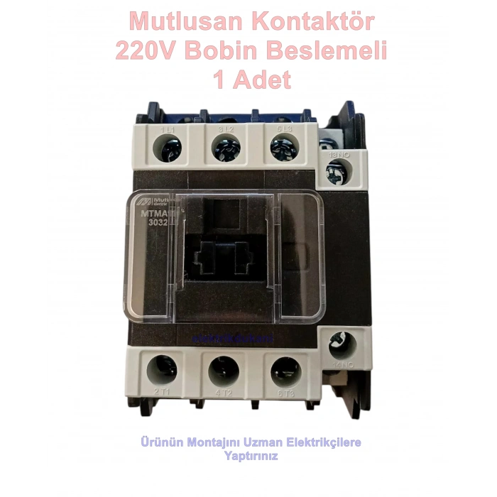 MUTLUSAN 3P 32A 15KW AC Kontaktör 220v 1NO+1NC (32 Amper 220 Volt 1 Açık 1 Kapalı Kontak Trifaze Kontaktör)