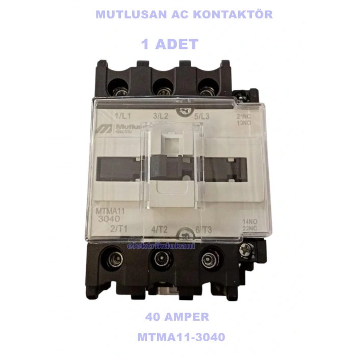 MUTLUSAN 3P 40A 18.5KW AC Kontaktör 220v 1NO+1NC (40 Amper 220 Volt 1 Açık 1 Kapalı Kontak Trifaze Kontaktör)