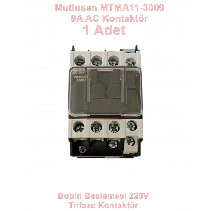 MUTLUSAN 3P 9A 4KW AC Kontaktör 220v 1NO+1NC (9 Amper 220 Volt 1 Açık 1 Kapalı Kontak Trifaze Kontaktör)