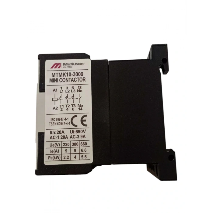 MUTLUSAN 3P 9A 4KW AC Mini Kontaktör 220v 1NC (9 Amper 220 Volt 1 Kapalı Kontak Trifaze Kontaktör)