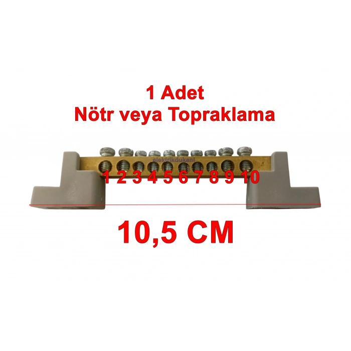 MUTLUSAN 8+2 10lu Ayaklı Pano Topraklama Ve Nötür Klemensi 80A (6.5X9mm 10 Delikli)