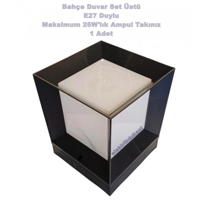 MUTLUSAN ALİZE Küp Armatür Set Üstü SİYAH E-27 27cm - IP54