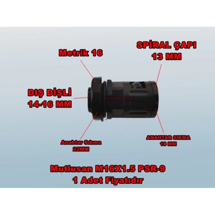 MUTLUSAN M16x1.5 (PSR-9) Polyamid Spiral Pano Rekoru (SİYAH)