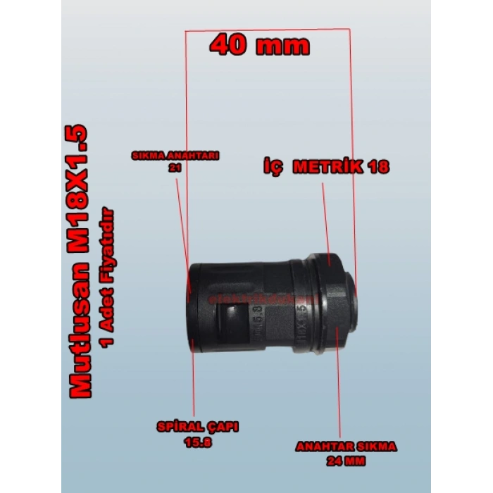 MUTLUSAN M18x1.5 (PSR-11) Polyamid Spiral Pano Rekoru (SİYAH)