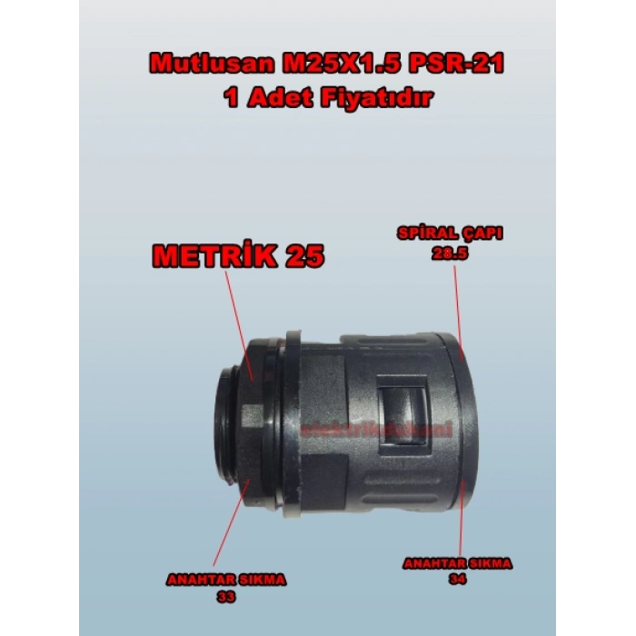 MUTLUSAN M25x1.5 (PSR-21) Polyamid Spiral Pano Rekoru (SİYAH)