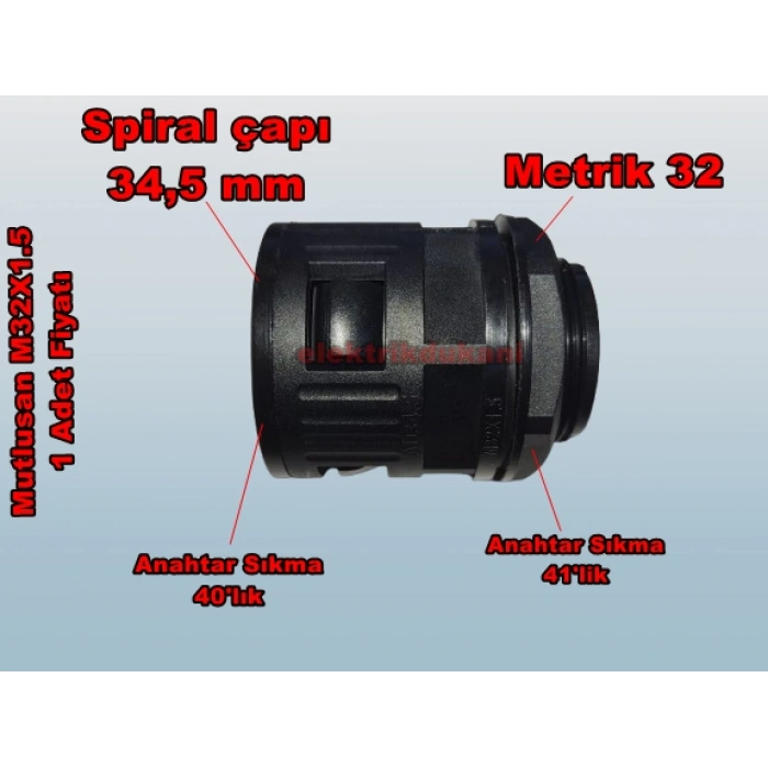 MUTLUSAN M32x1.5 (PSR-29) Polyamid Spiral Pano Rekoru (SİYAH)
