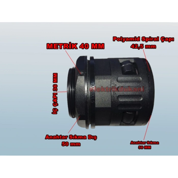 MUTLUSAN M40x1.5 (PSR-36) Polyamid Spiral Pano Rekoru (SİYAH)