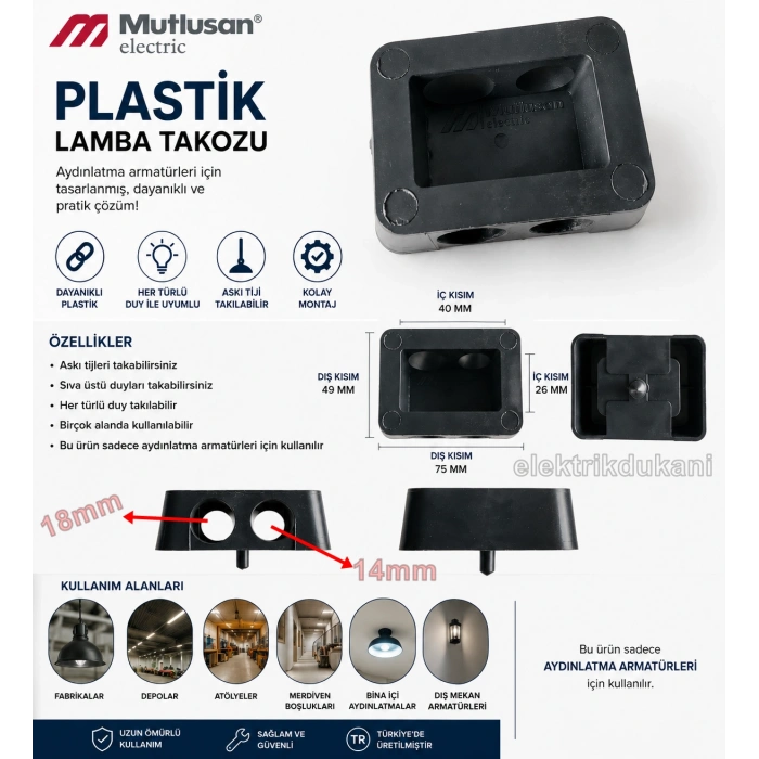 MUTLUSAN Plastik Lamba Takozu (14-18 mm Çıkışlı Plastik Pater)
