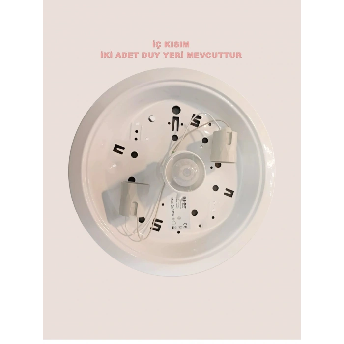 NADE Beyaz E-27x2 Duylu Sensörlü Tavan Glop (Sac Kasa)
