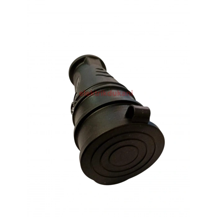 NEAD 1x16A Kapaklı Kauçuk Seyyar Uzatma Topraklı Dişi Fiş Siyah