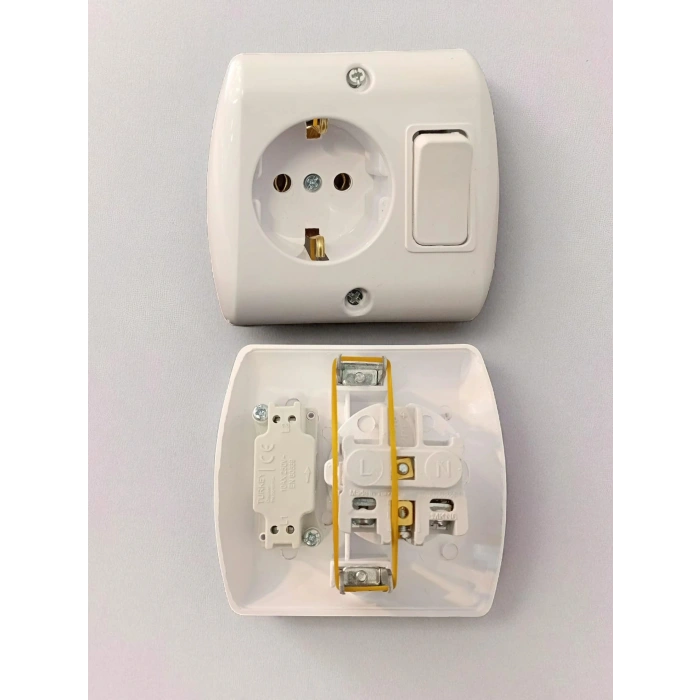 NEAD Anahtarlı Topraklı Priz Beyaz (Mobilya Prizi)