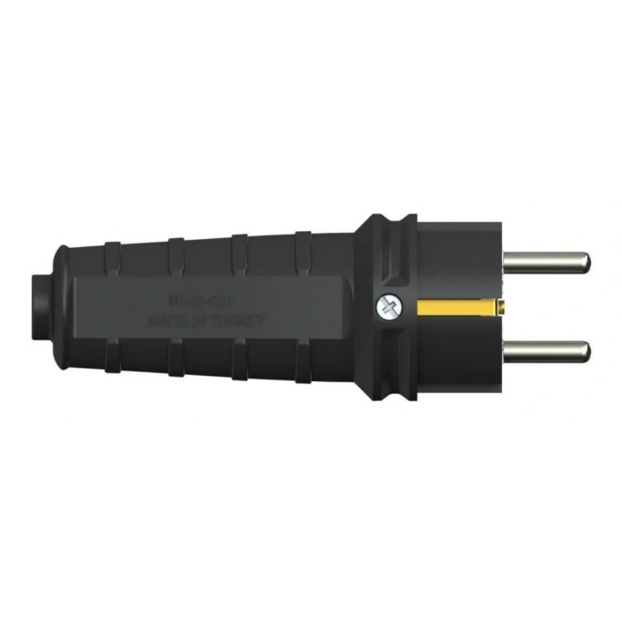 NEAD Erkek Siyah Kauçuk Topraklı Fiş Düz Tip