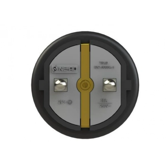 NEAD Erkek Siyah Kauçuk Topraklı Fiş Düz Tip