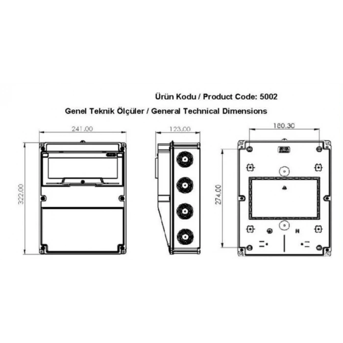 NEAD Kombinasyon Kutusu 2 Adet 3x25 Trifaze Priz + 2 Adet 1x16 Monofaze Priz Montajlı Kombinasyon Panosu