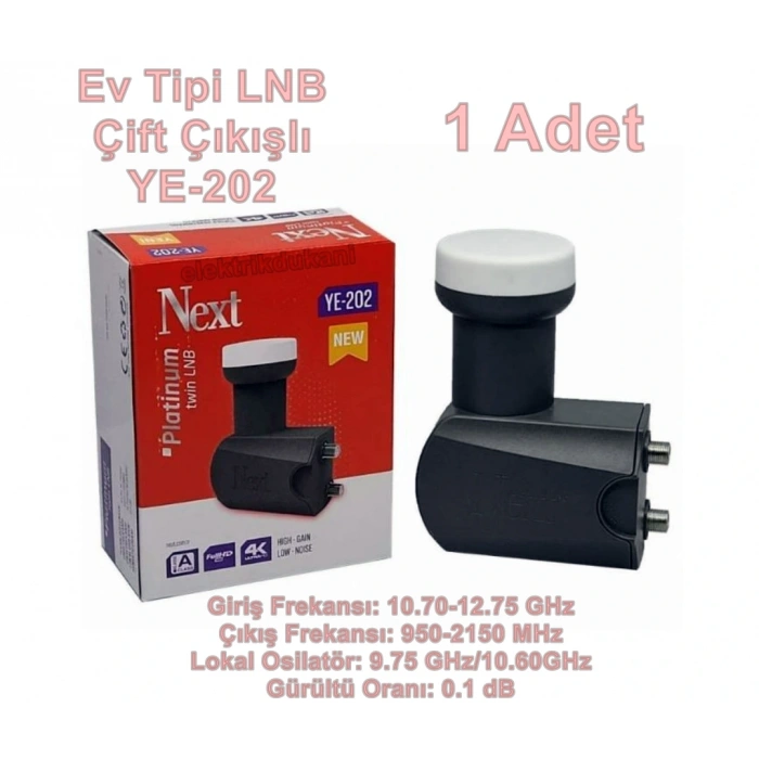 NEXT YE-202 2li Platinum Çiftli LNB 0.1dB Full HD 4K Universal LNBF (İkili Elenbi) Kaliteli