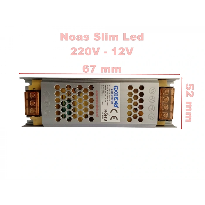 NOAS Süper Slim 12v 16.5A Şerit Led Trafosu 60w IP20 (12 Volt 16.5 Amper 15mt ye Kadar Kullanım İçin Uygundur)