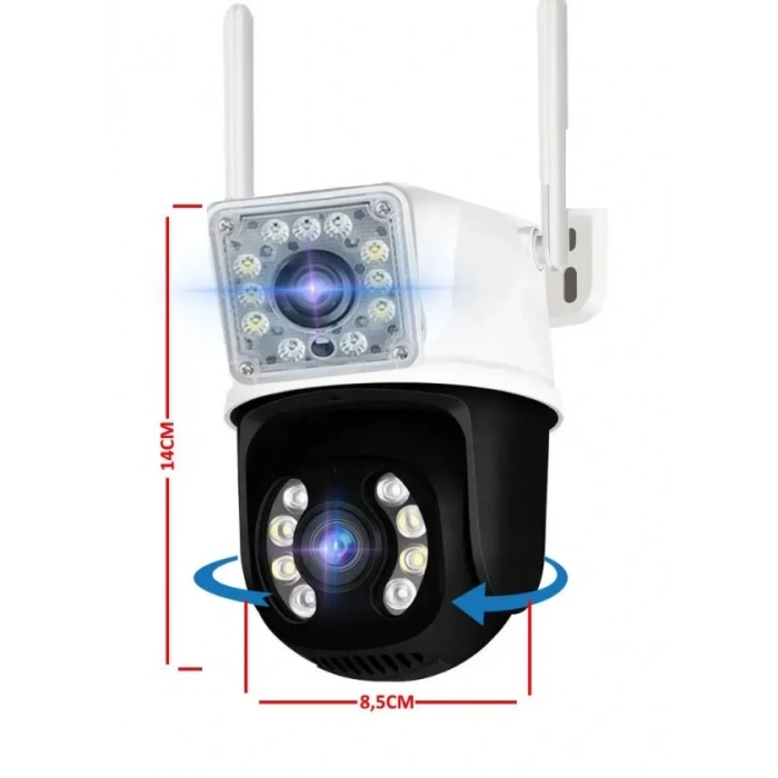 O-KAM Pro 3012 Wi-Fi PTZ İki Kameralı 360? İç ve Dış Mekan Akıllı Kamera 3MP - 5MP IP66 (1 Hareketli 1 Sabit Wifi li)