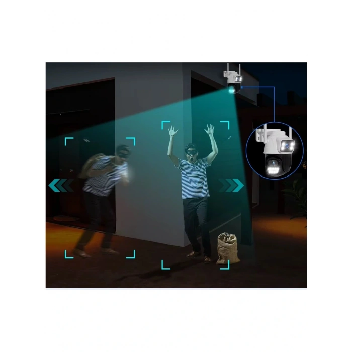 O-KAM Pro 3012 Wi-Fi PTZ İki Kameralı 360? İç ve Dış Mekan Akıllı Kamera 3MP - 5MP IP66 (1 Hareketli 1 Sabit Wifi li)