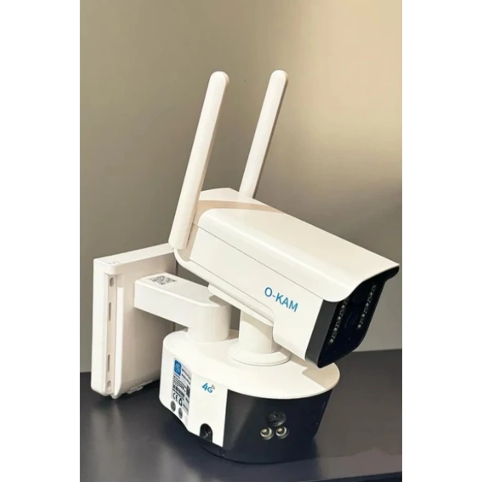O-KAM Pro 3920 Solar 4G Smart SİM Kartlı Güvenlik Kamerası Güneş Enerjili 360? 6MP 1 Sabit 1 Hareketli Gece Görüşlü Sirenli Akıllı Kamera IP66 (Wi-Fi ile çalışmaz Yalnızca Sim Kart İle Çalışır)
