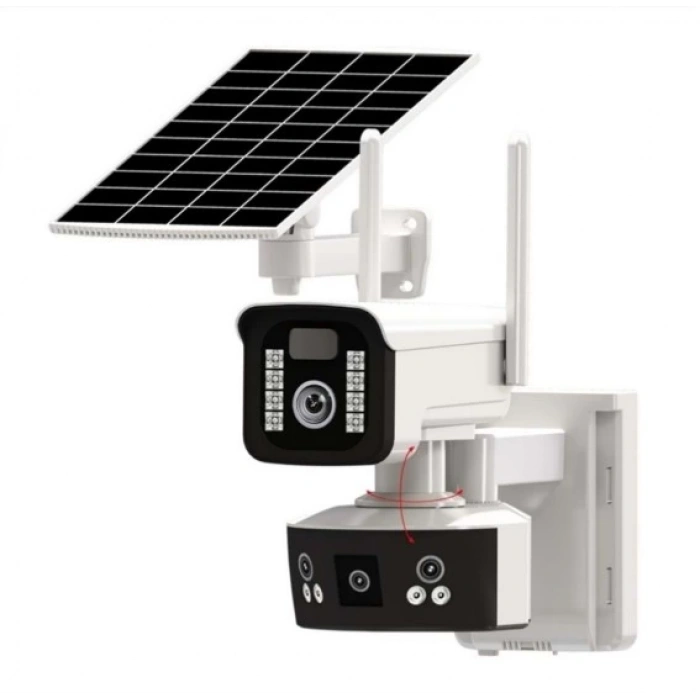 O-KAM Pro 3920 Solar 4G Smart SİM Kartlı Güvenlik Kamerası Güneş Enerjili 360? 6MP 1 Sabit 1 Hareketli Gece Görüşlü Sirenli Akıllı Kamera IP66 (Wi-Fi ile çalışmaz Yalnızca Sim Kart İle Çalışır)