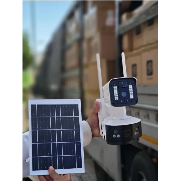 O-KAM Pro 3920 Solar 4G Smart SİM Kartlı Güvenlik Kamerası Güneş Enerjili 360? 6MP 1 Sabit 1 Hareketli Gece Görüşlü Sirenli Akıllı Kamera IP66 (Wi-Fi ile çalışmaz Yalnızca Sim Kart İle Çalışır)
