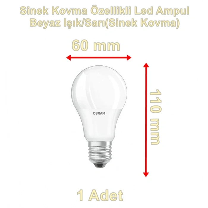 OSRAM 8w Led Ampul Sinek Kovucu Özellikli 6500k BEYAZ Işık ve Sinek Kovucu Sarı Işık Modu (E-27 Anti Mosquito)
