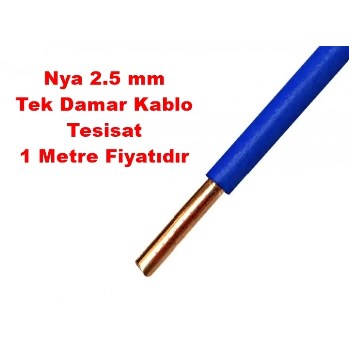 ÖZNUR 2.5mm MAVİ NYA Elektrik Tesisat Kablosu (Tek Damar)